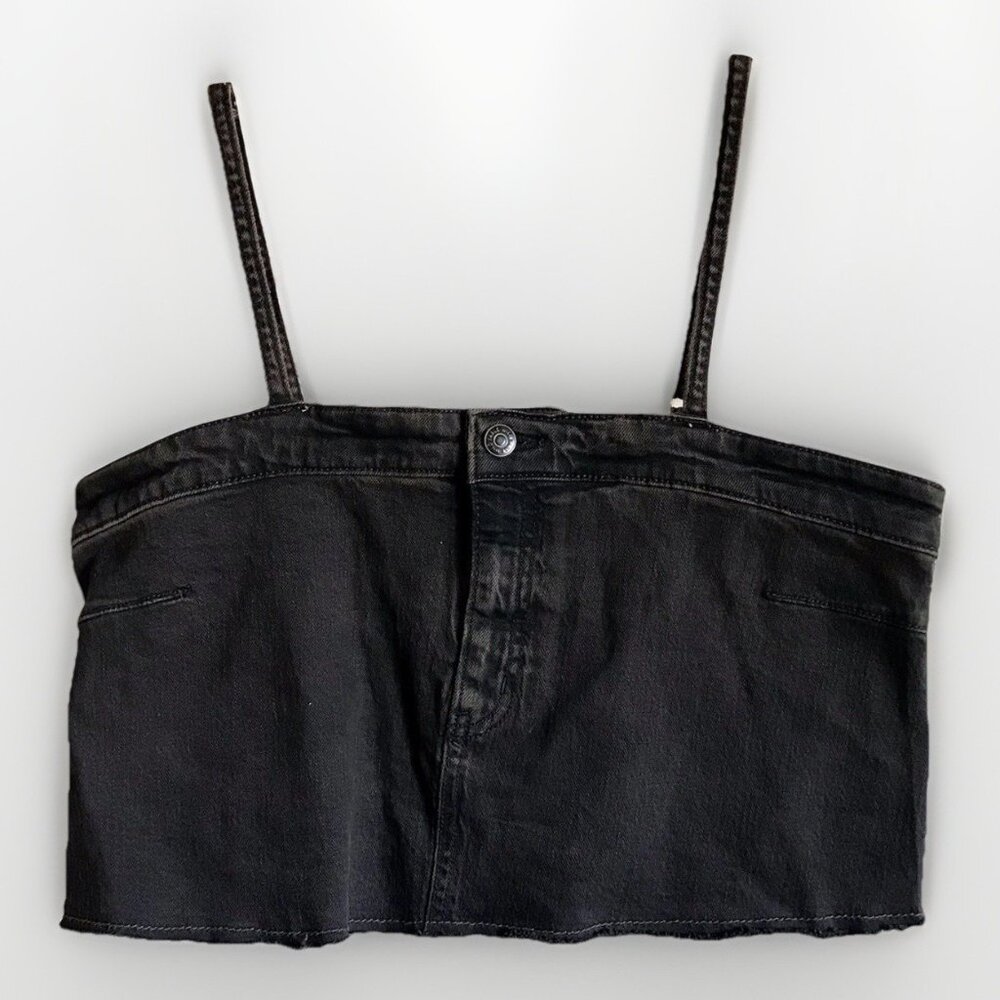Wild Fable Women’s Brown Reworked Cropped Denim Tank Top‎ Size MEDIUM Brown